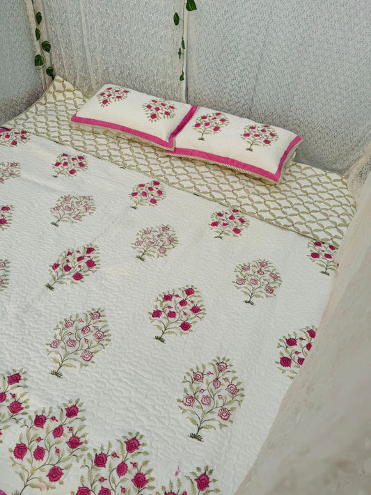 Gulmohar Handblock quilted bedcover