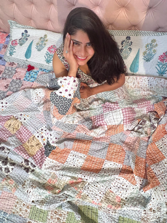 Kantha bedcover cum quilt